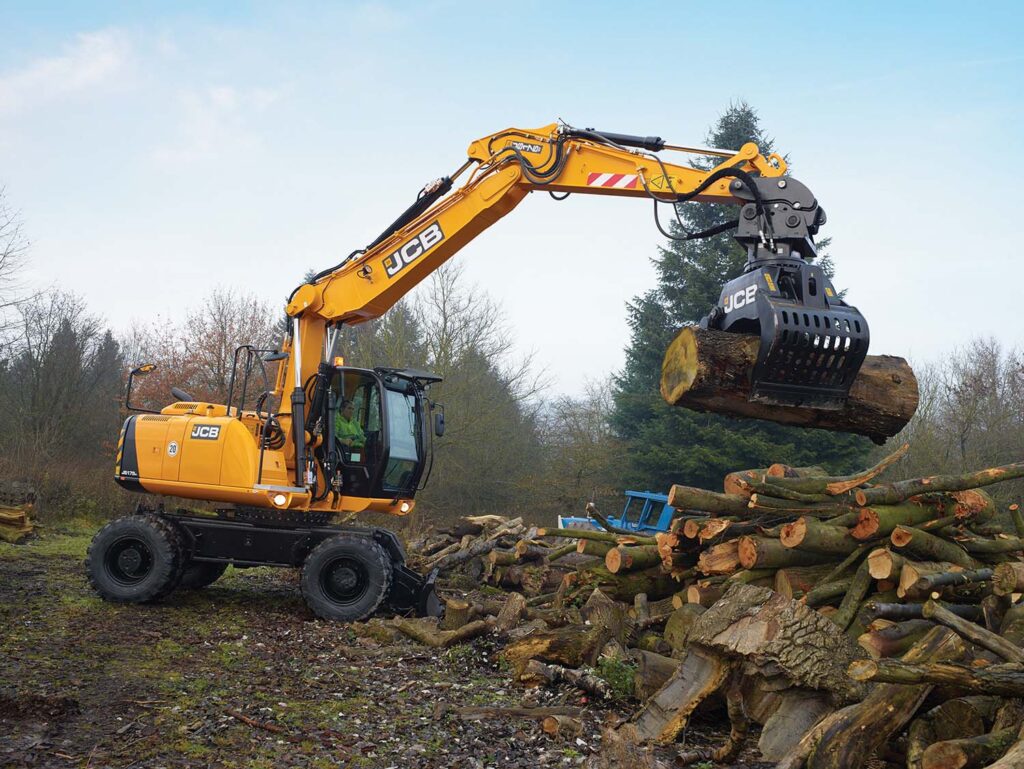 Колесный экскаватор JCB JS 160W с грейфером
